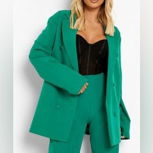 Boohoo Bright Green Oversized Blazer